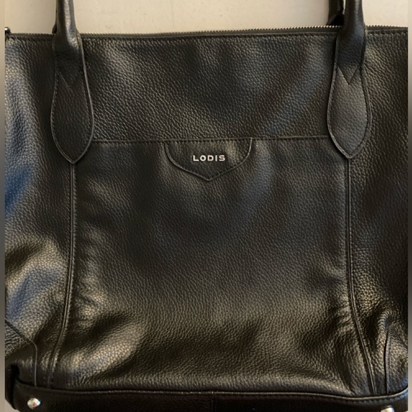 Lodis Black Leather Purse, Shoulder bag, Floral lining - Picture 3 of 16